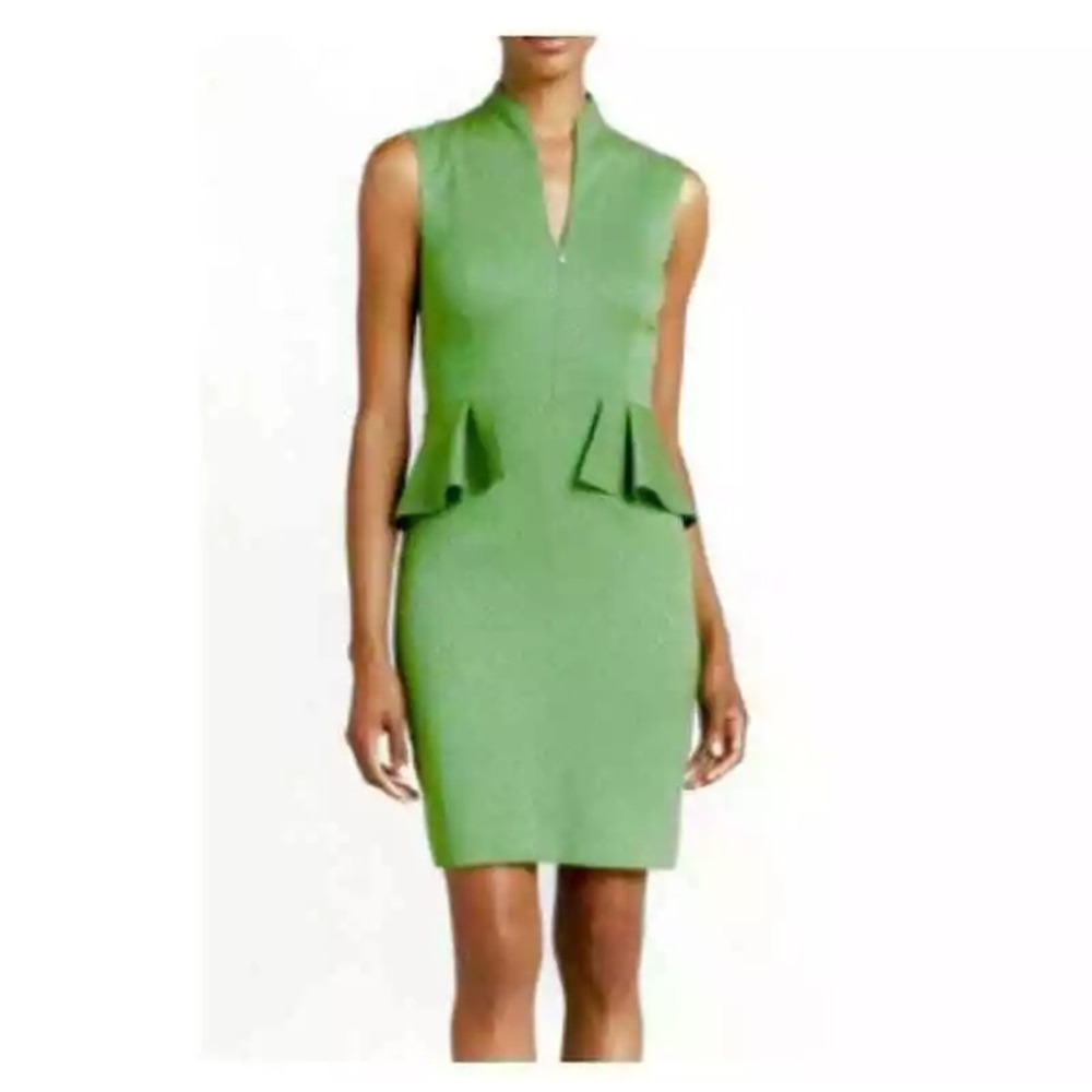 Tahari Green Pencil Dress‎ size 8 Peplum 60's Vintage Inspired